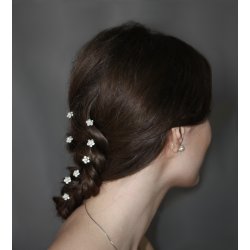 Hrnl - Blomst af Perle og 5 Sten - Pakke med 10 Stk.