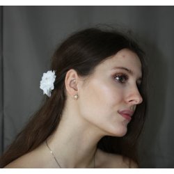 Hrpynt - Dobbelt blomst med to sm sten - Clips p bagsiden