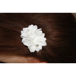 Hrpynt - Dobbelt blomst med to sm sten - Clips p bagsiden