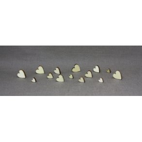 Hjerter i tr i forskellige strrelser - Pynt til bordet - Pakke med 100 stk.