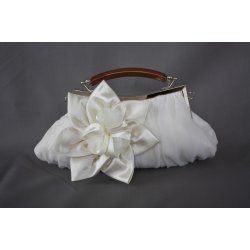 Taske i Chiffon med Blomst i Satin