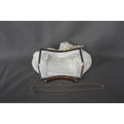 Taske i Chiffon med Blomst i Satin